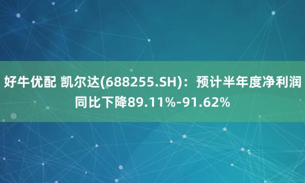 好牛优配 凯尔达(688255.SH)：预计半年度净利润同比下降89.11%-91.62%